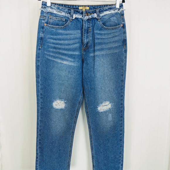 LILY & PARKER Distressed Raw Edge Denim Ankle Jean Sz 29 - Picture 2 of 13